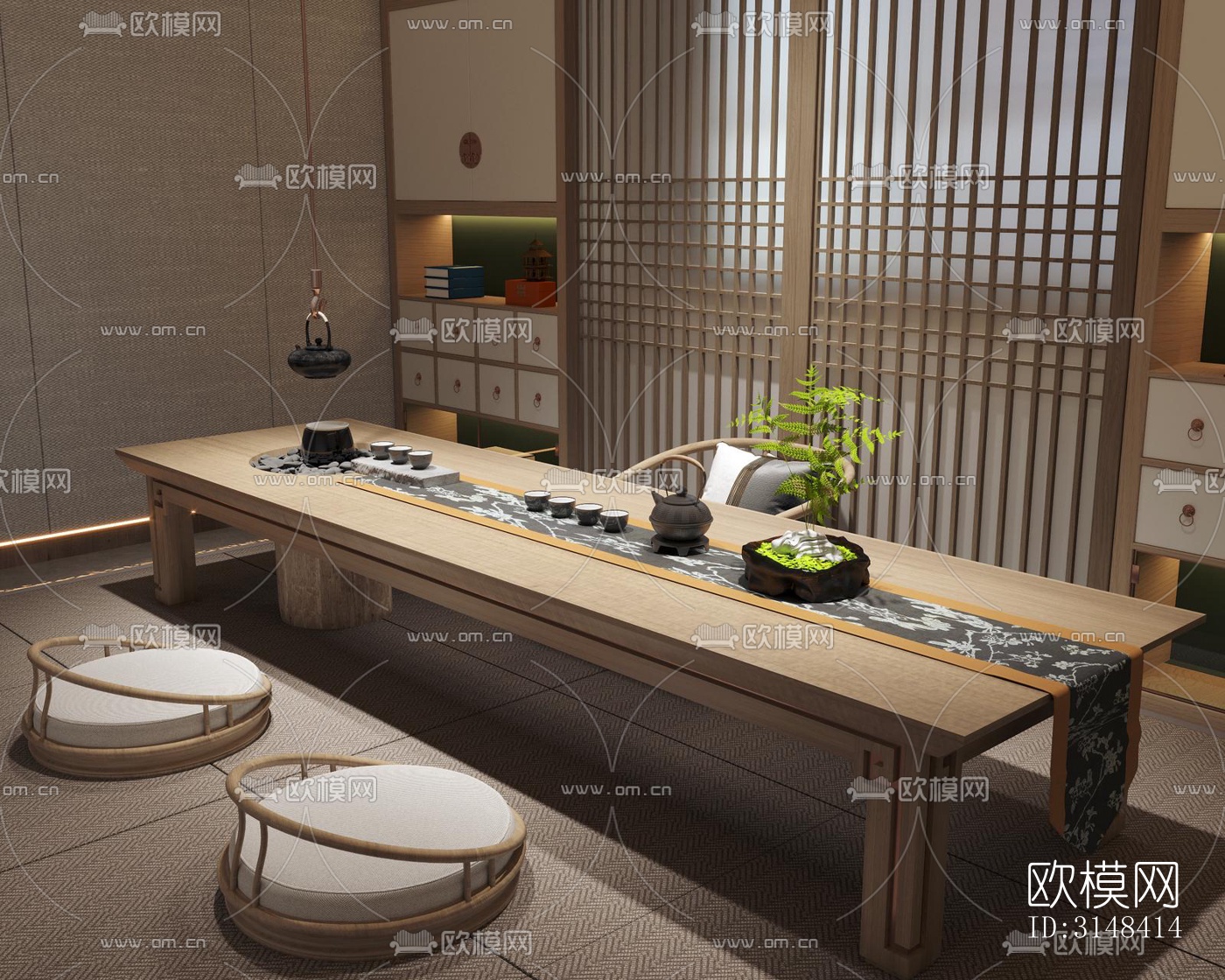 新中式养生会所效果图下载（渲染图7）