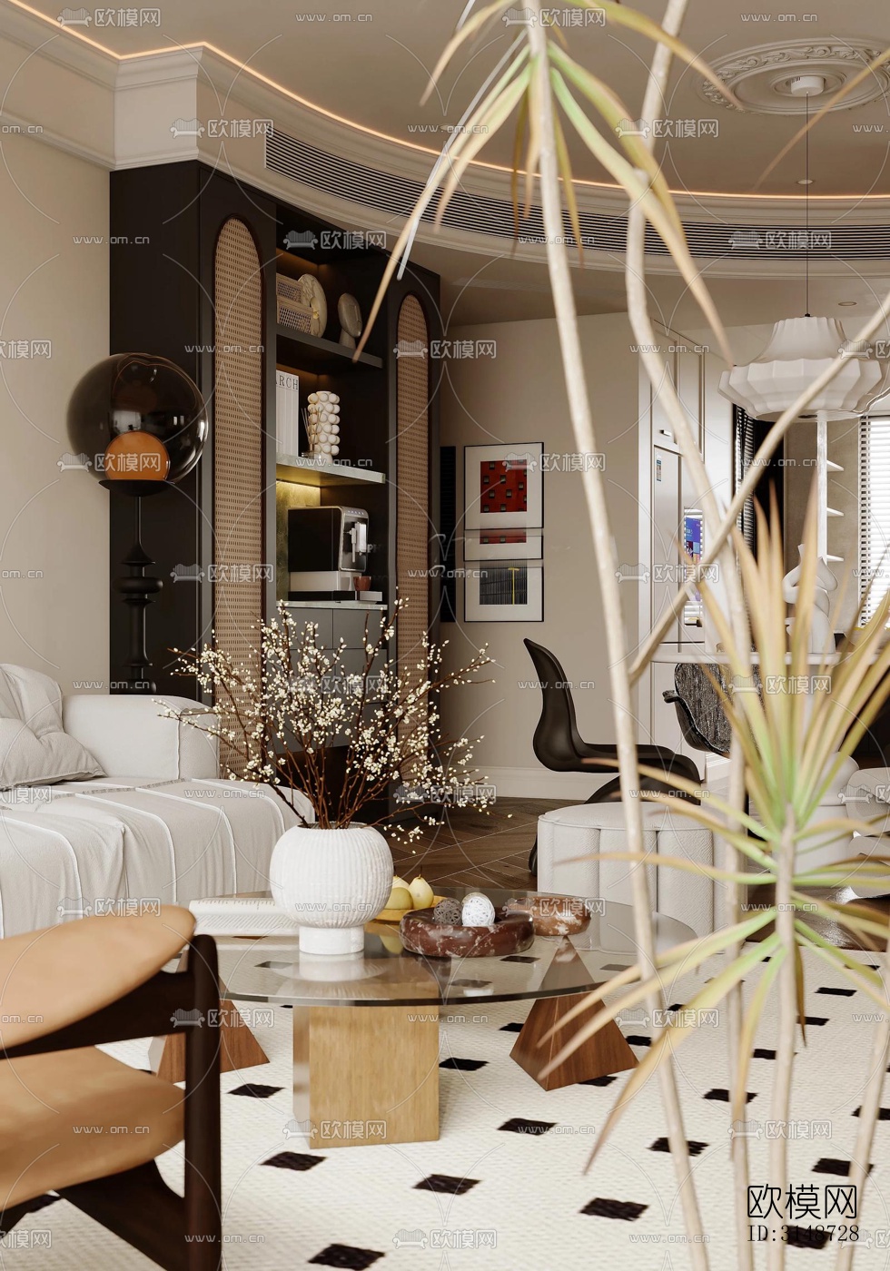 中古风平层效果图下载（渲染图14）