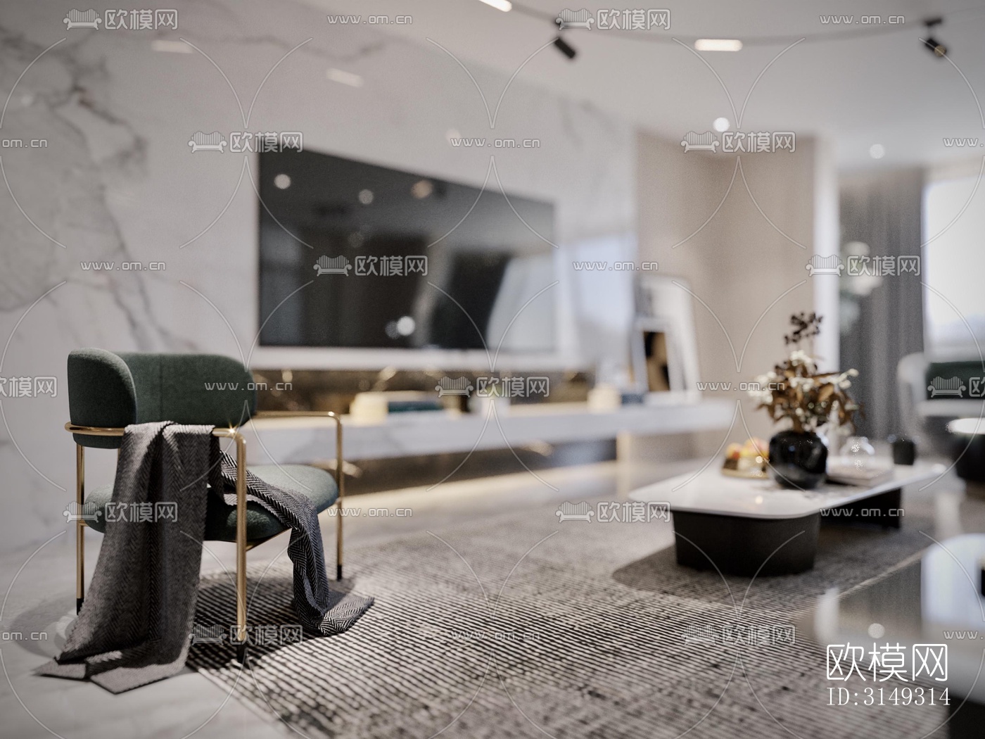 现代平层效果图下载（渲染图4）