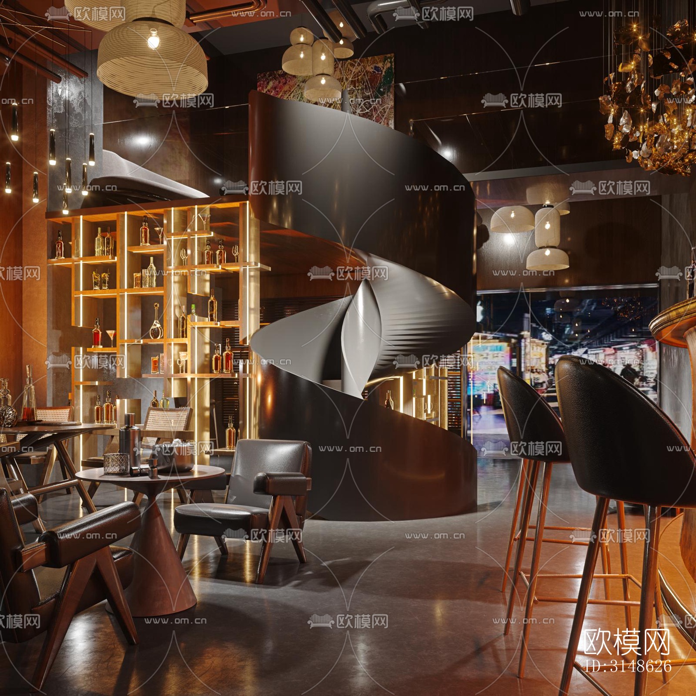 高级灰酒吧效果图下载（渲染图8）