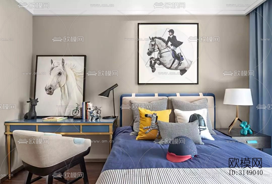 欧式平层效果图下载（渲染图10）