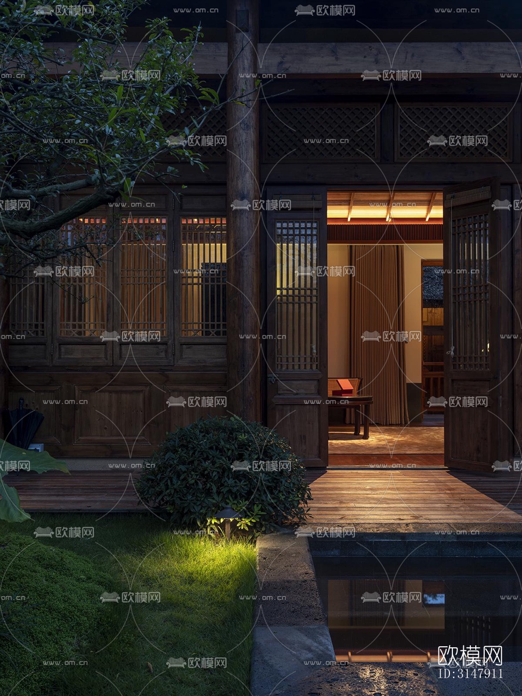 中式酒店民宿效果图下载（渲染图12）