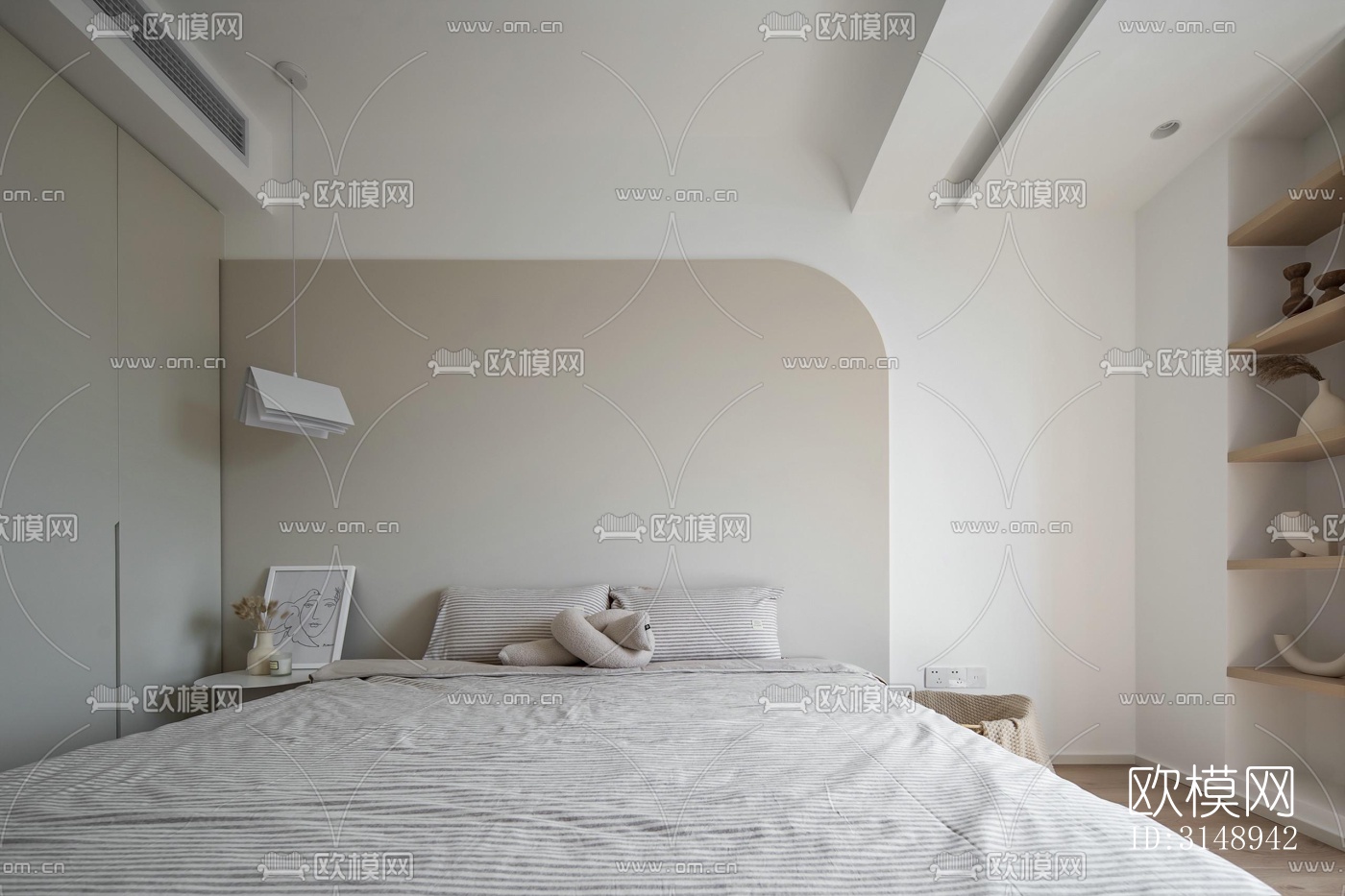 奶油风平层效果图下载（渲染图17）