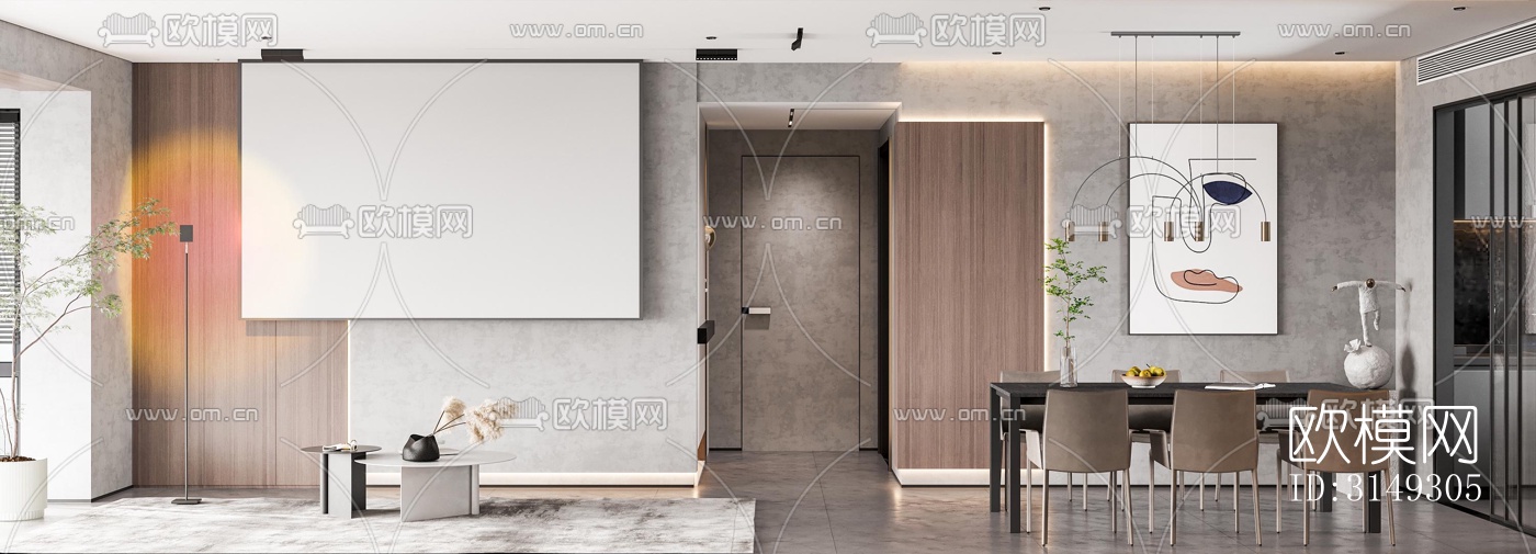 现代平层效果图下载（渲染图2）