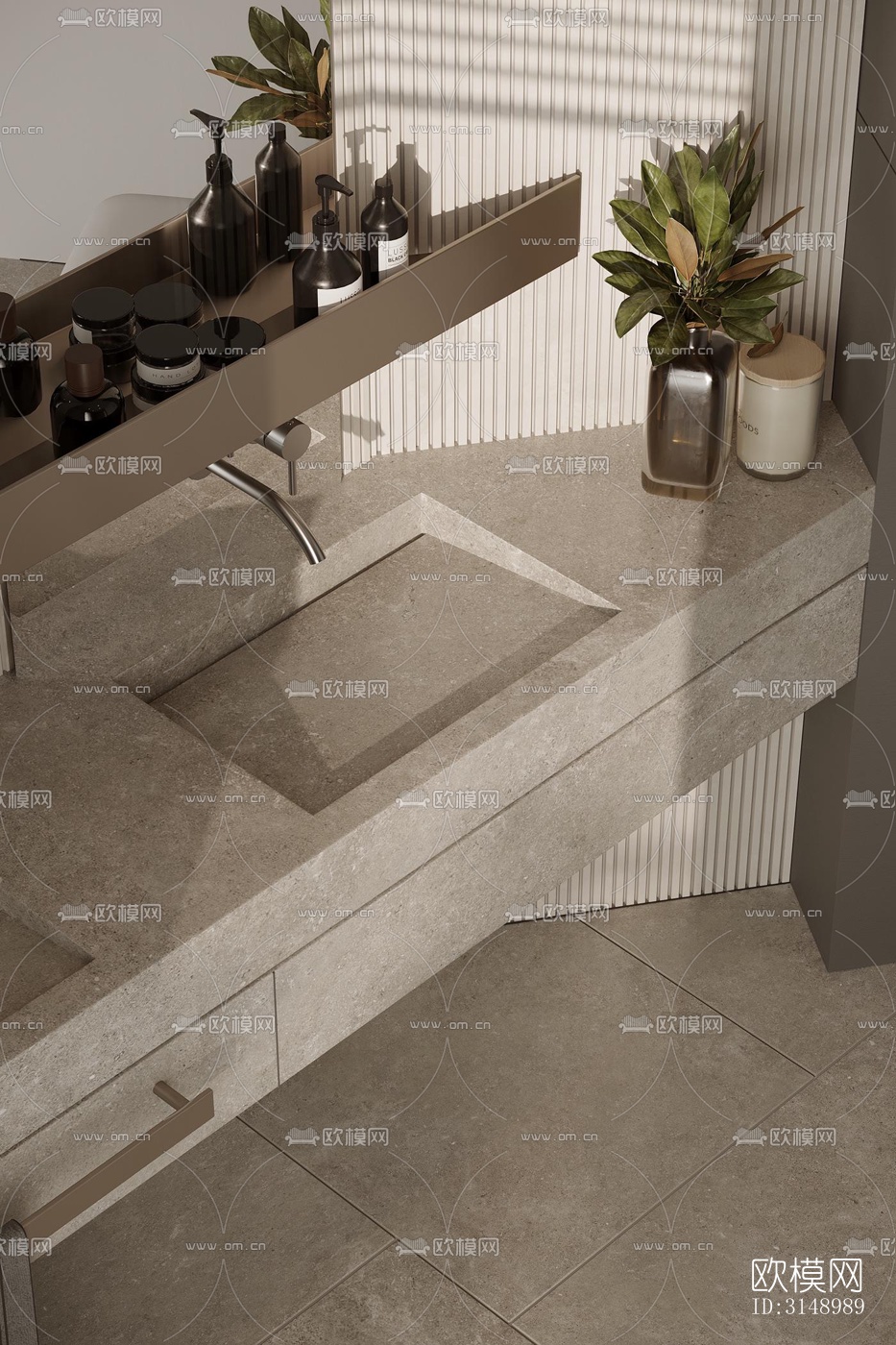 奶油风平层效果图下载（渲染图13）