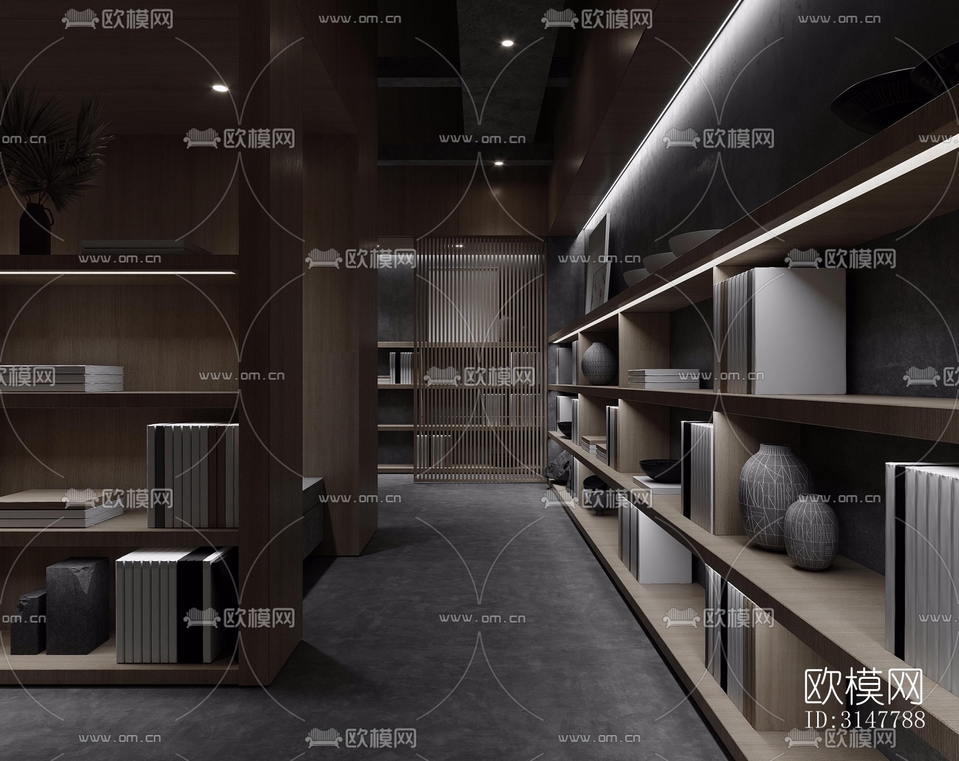 高级灰图书馆效果图下载（渲染图8）