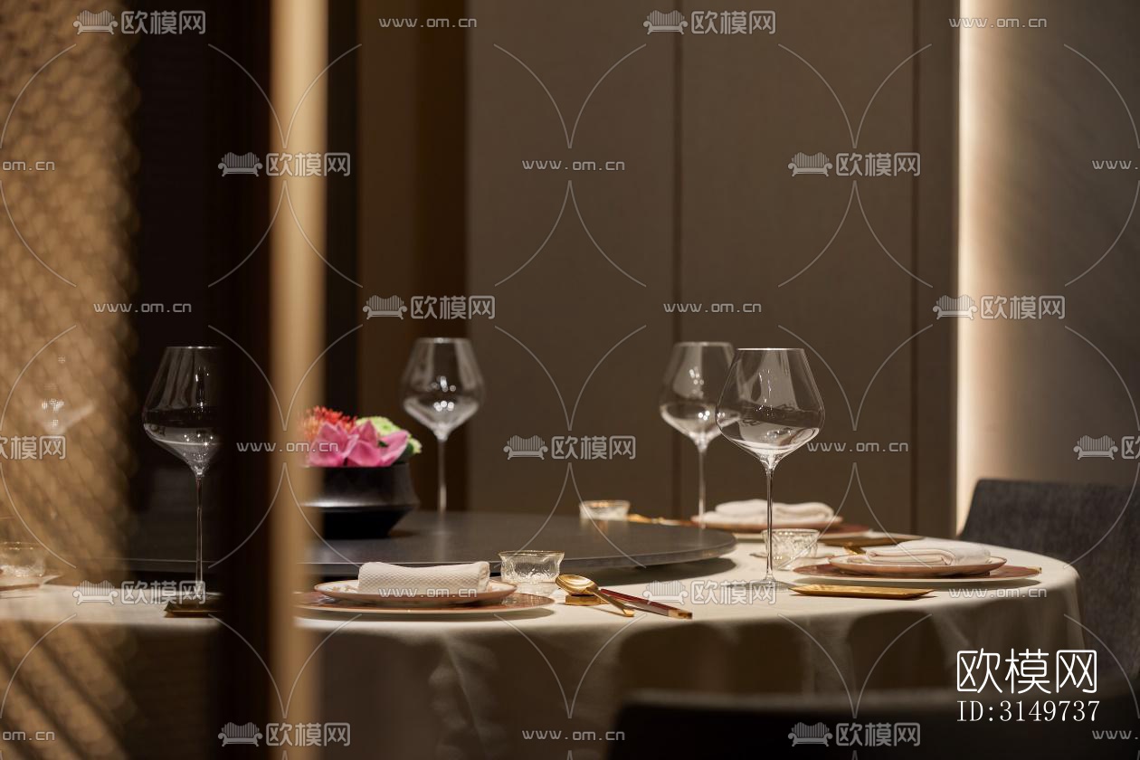 新中式中餐厅效果图下载（渲染图17）