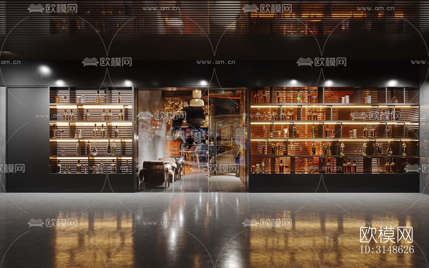 高级灰酒吧效果图下载（渲染图2）