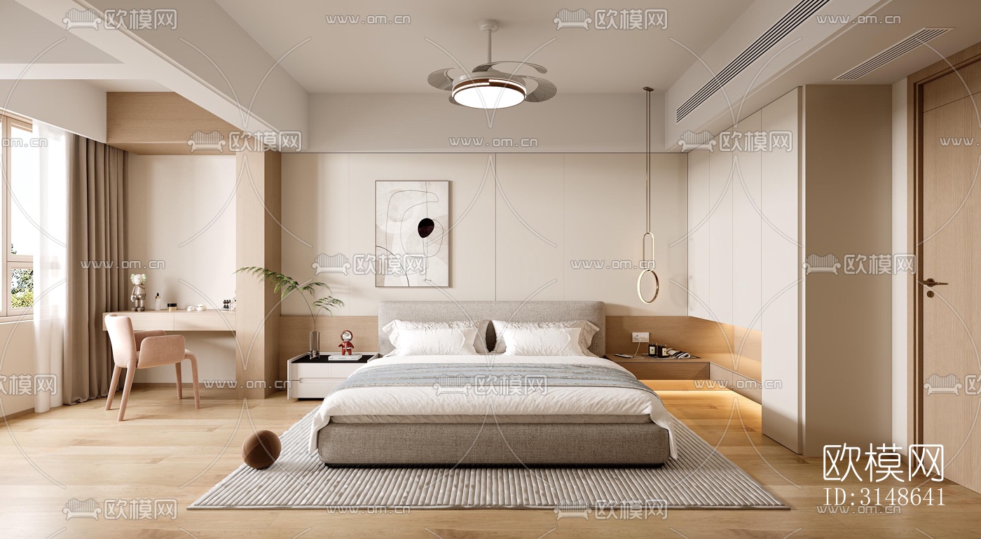 原木风大平层效果图下载（渲染图6）