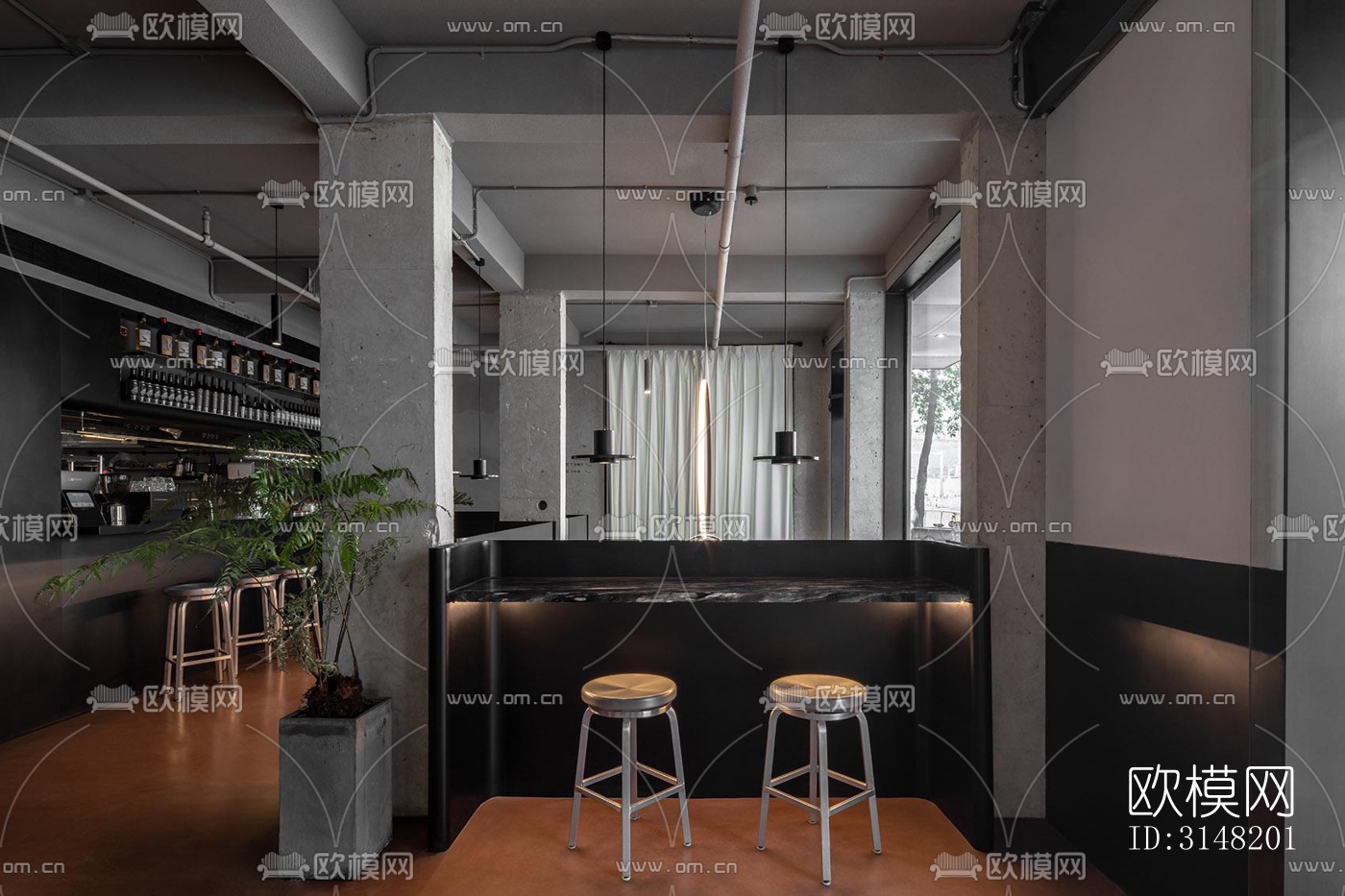 高级灰酒店民宿效果图下载（渲染图3）