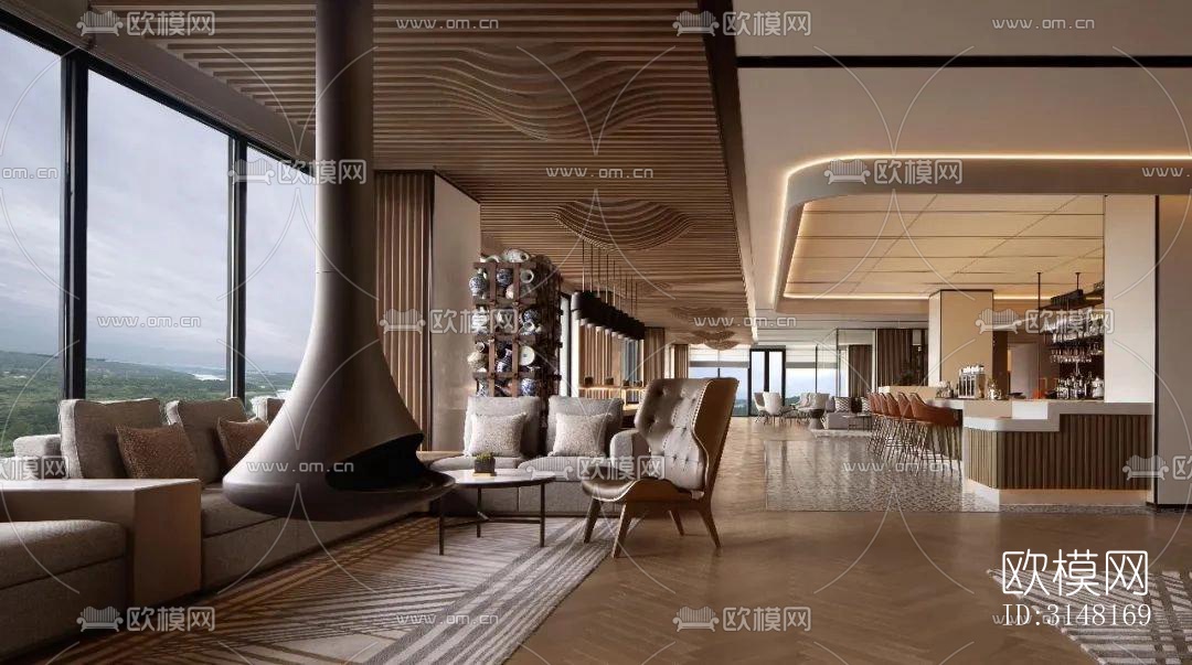 现代酒店民宿效果图下载（渲染图10）