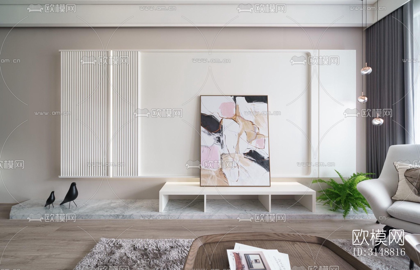 北欧平层效果图下载（渲染图1）