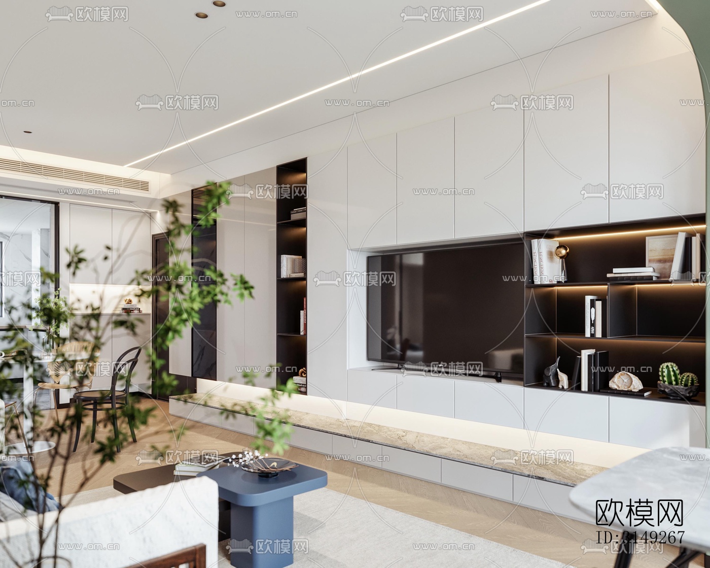 现代平层效果图下载（渲染图1）