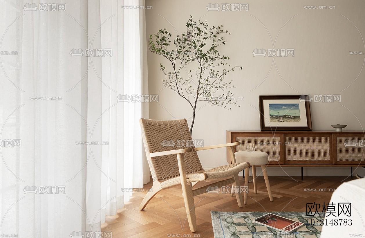 侘寂平层效果图下载（渲染图4）