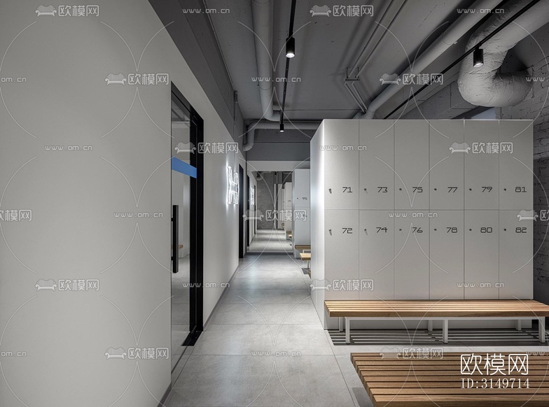 高级灰健身房效果图下载(渲染图2)