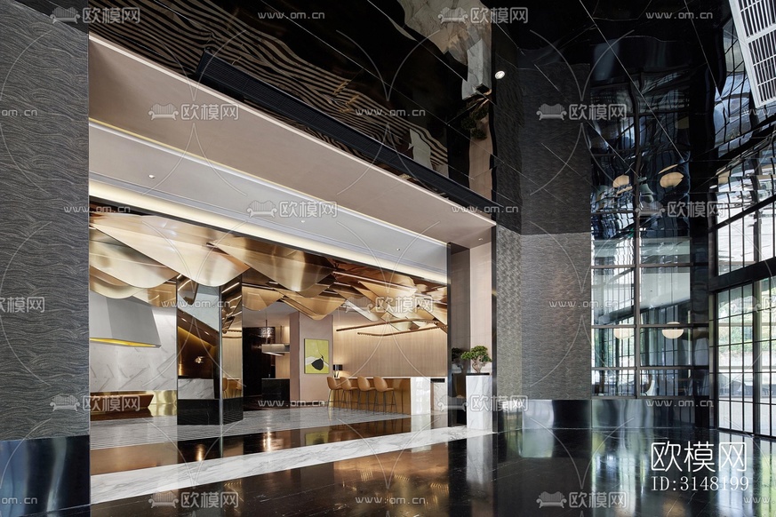 高级灰酒店民宿效果图下载(渲染图19)