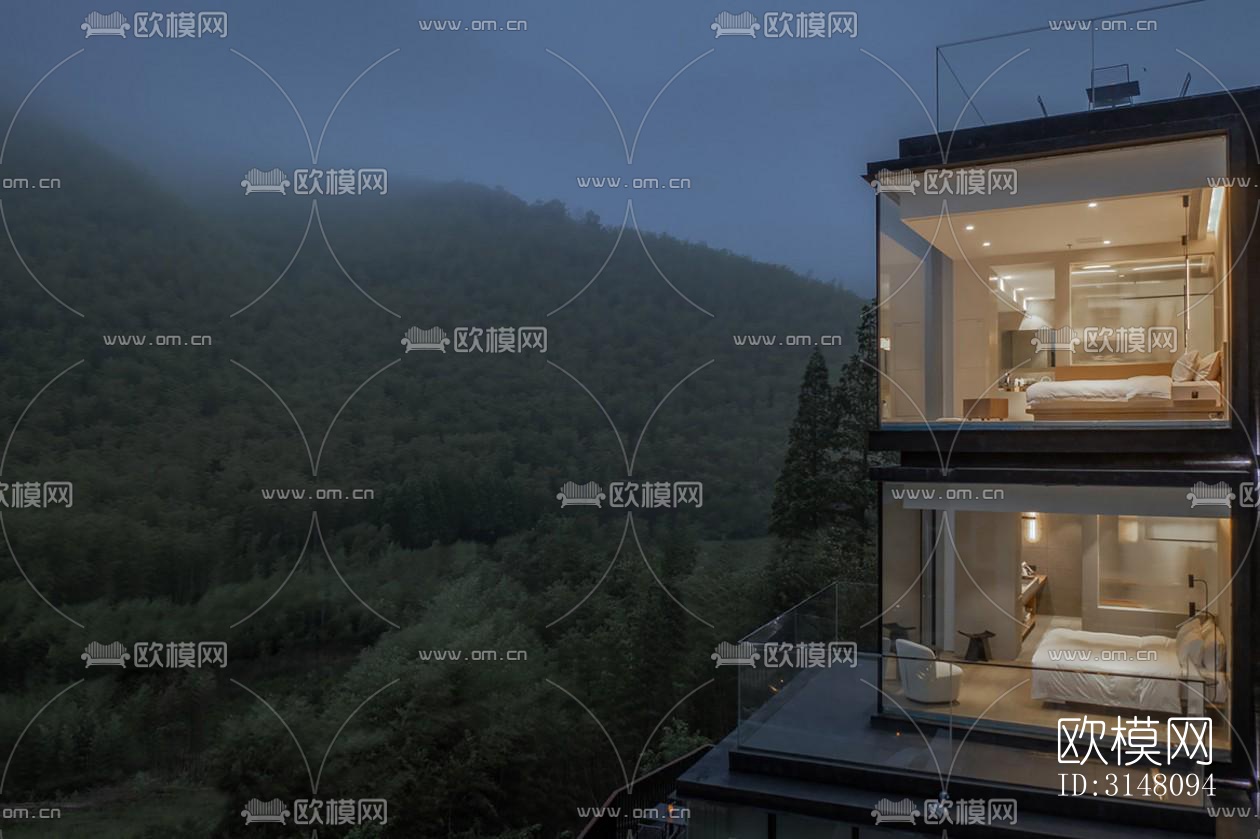 现代酒店民宿效果图下载（渲染图1）