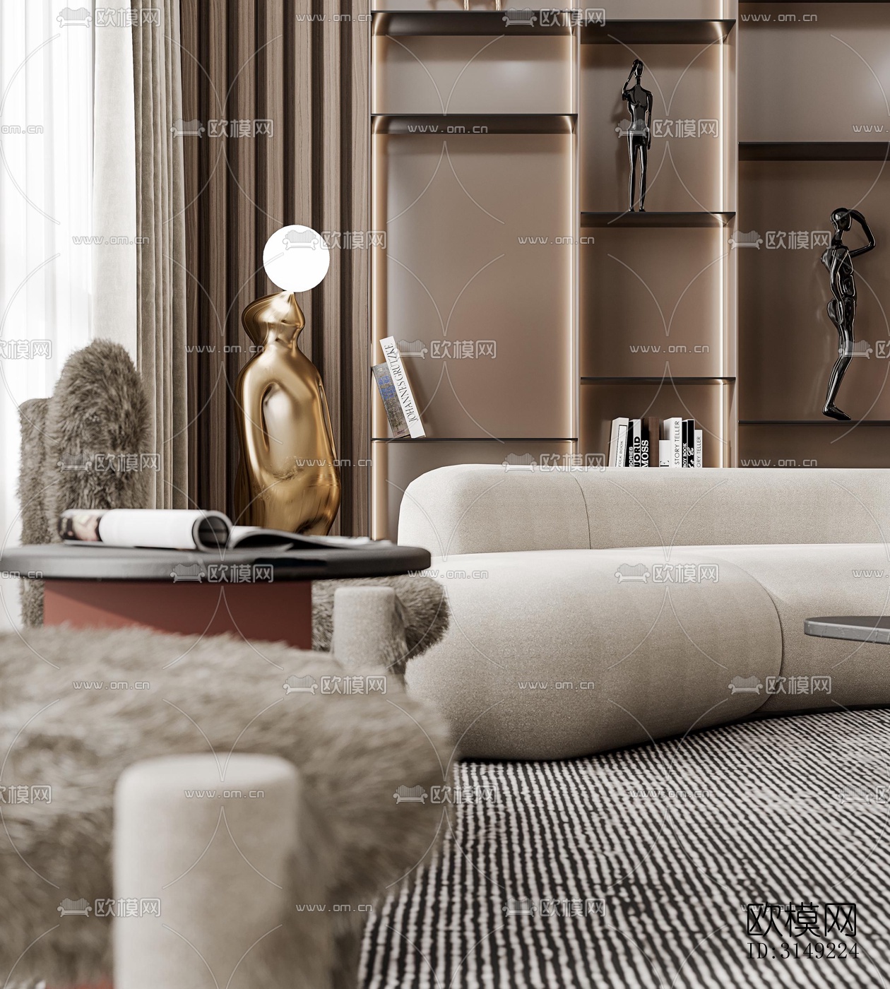 现代平层效果图下载（渲染图9）