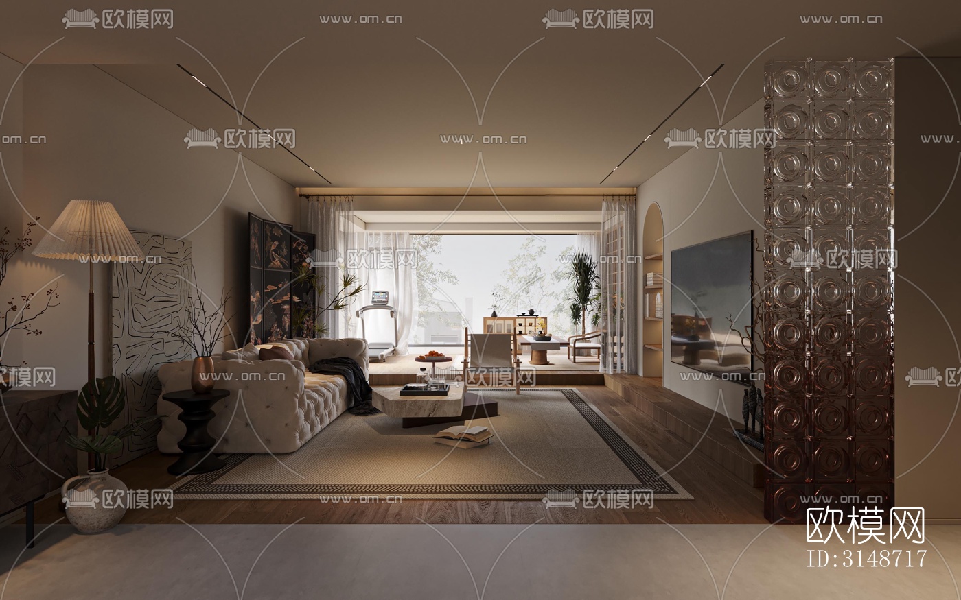 中古风平层效果图下载（渲染图9）