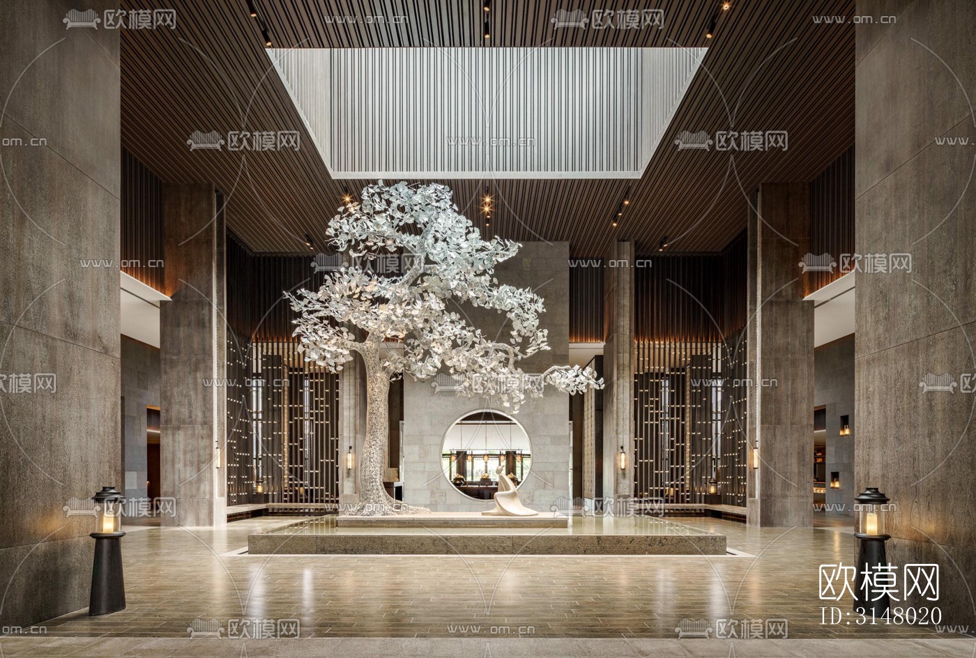 新中式酒店民宿效果图下载（渲染图1）