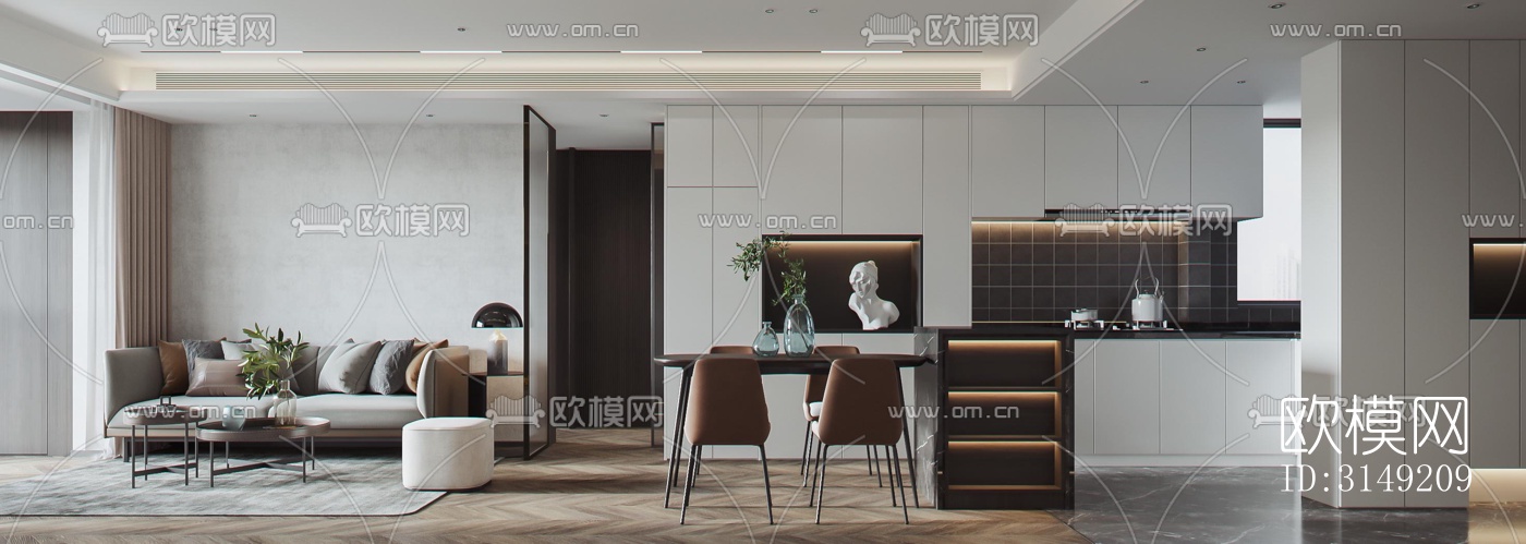 现代平层效果图下载（渲染图6）