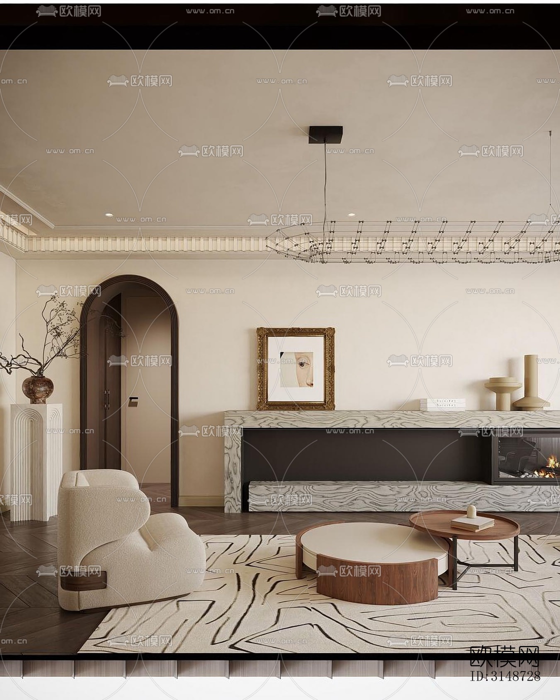 中古风平层效果图下载（渲染图1）