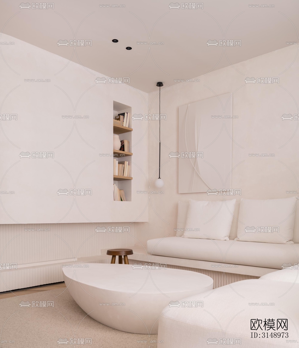 奶油风平层效果图下载（渲染图13）