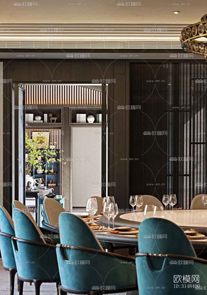 新中式养生会所效果图下载（渲染图10）