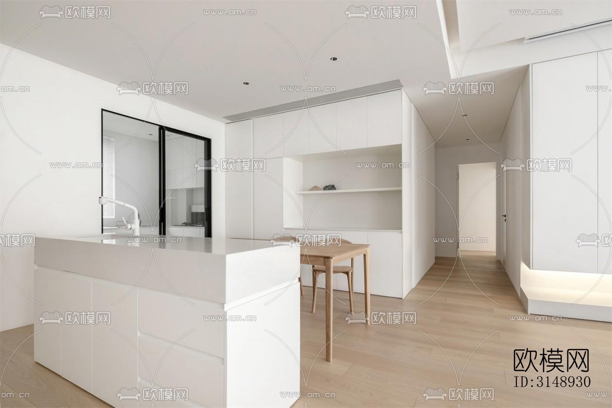 奶油风平层效果图下载（渲染图8）