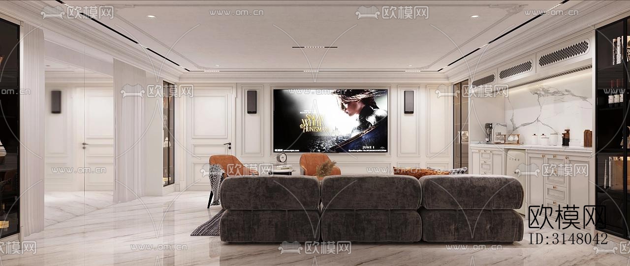 法式酒店民宿效果图下载（渲染图2）