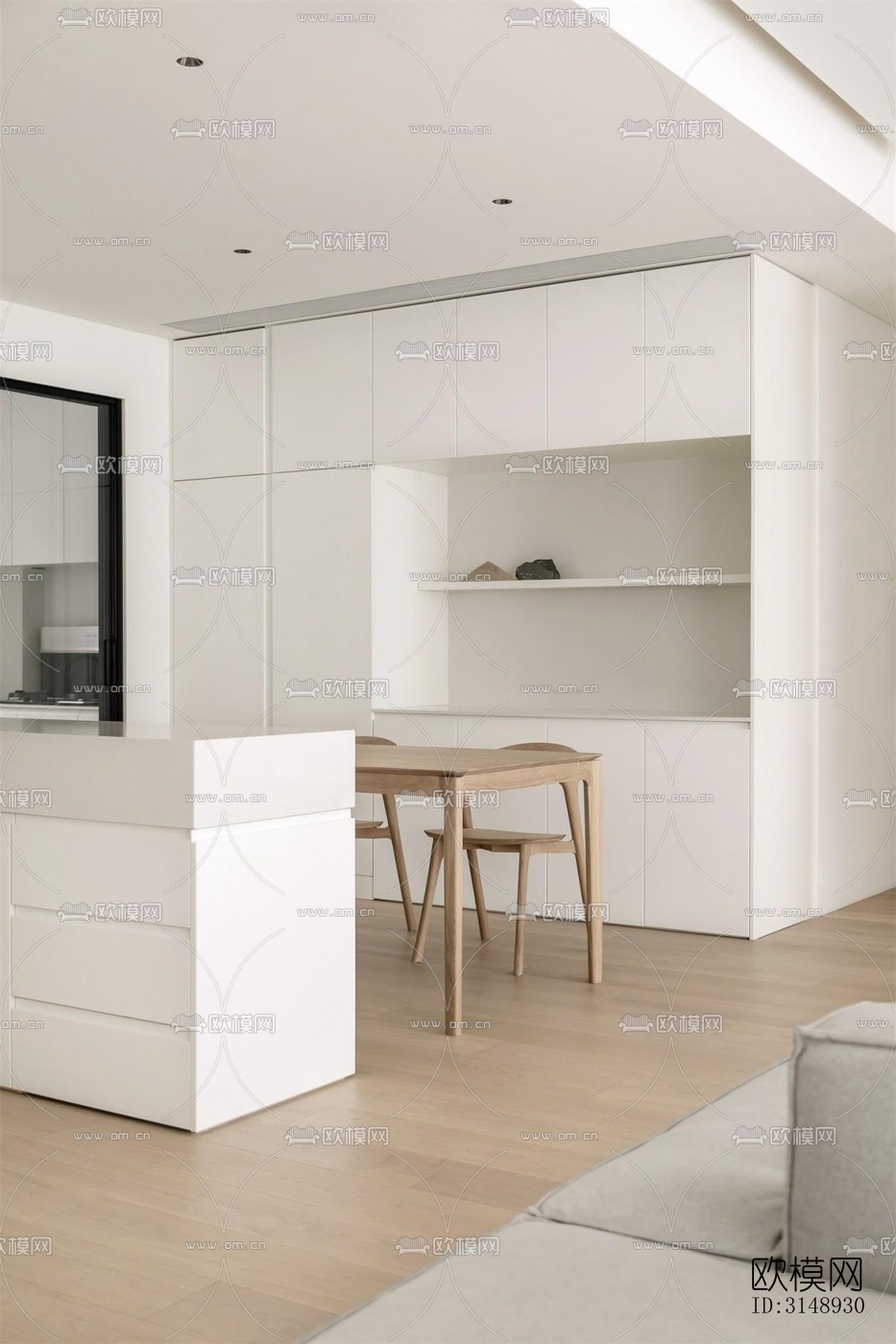 奶油风平层效果图下载（渲染图10）