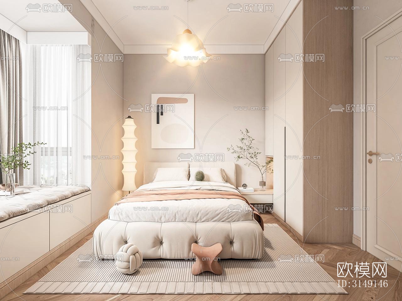 法式平层效果图下载（渲染图9）