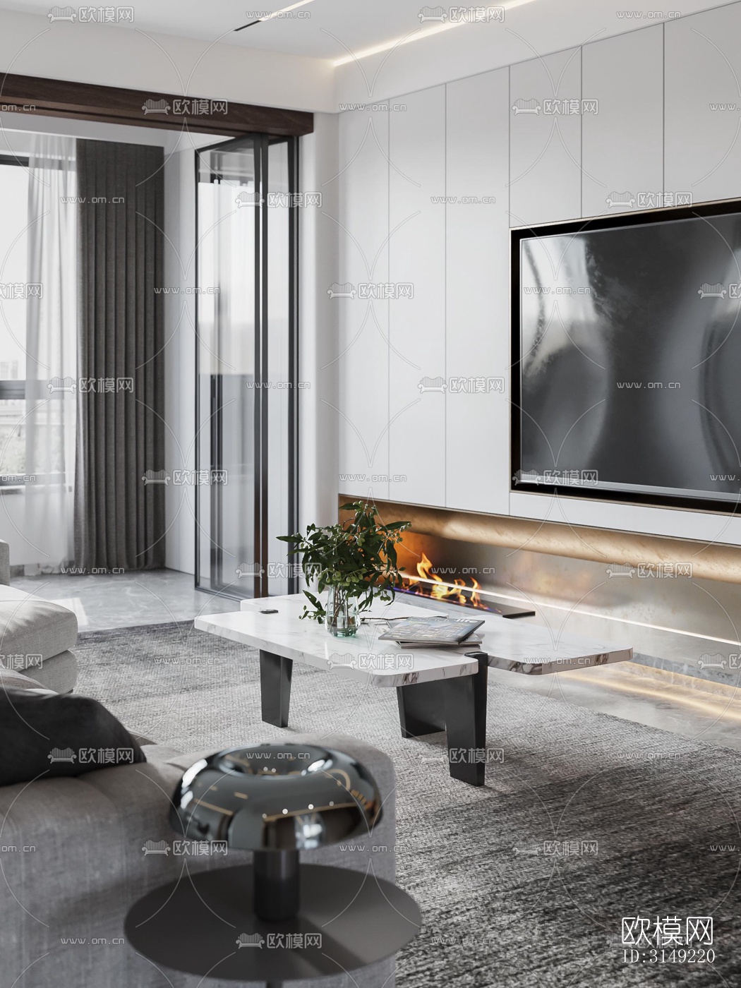 现代平层效果图下载（渲染图7）