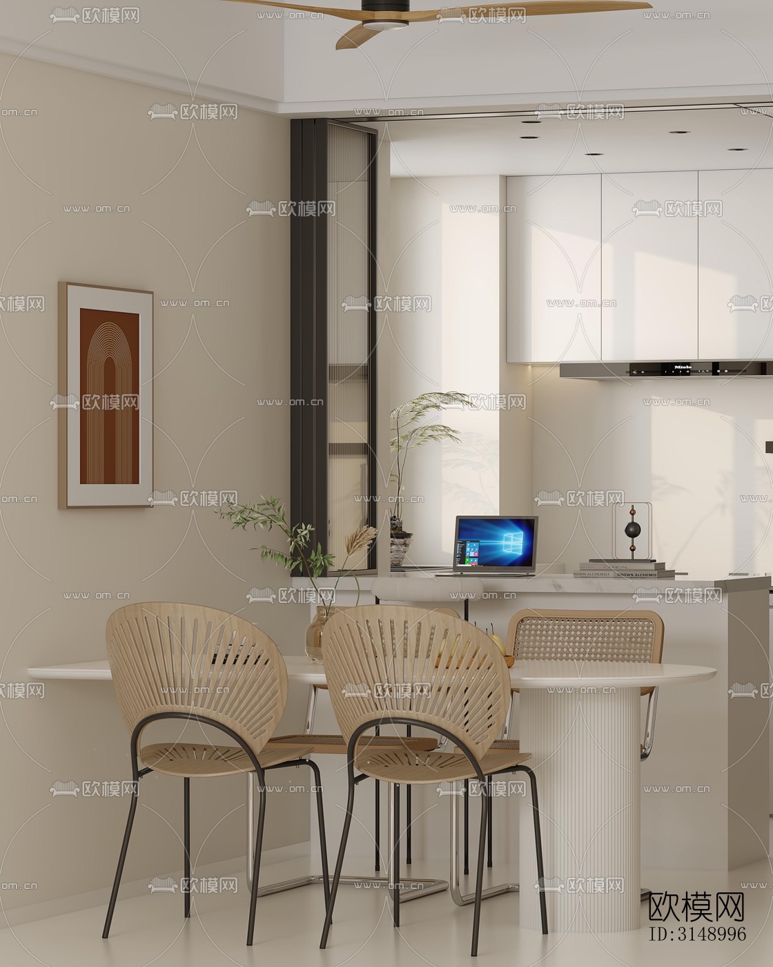 奶油风平层效果图下载（渲染图6）