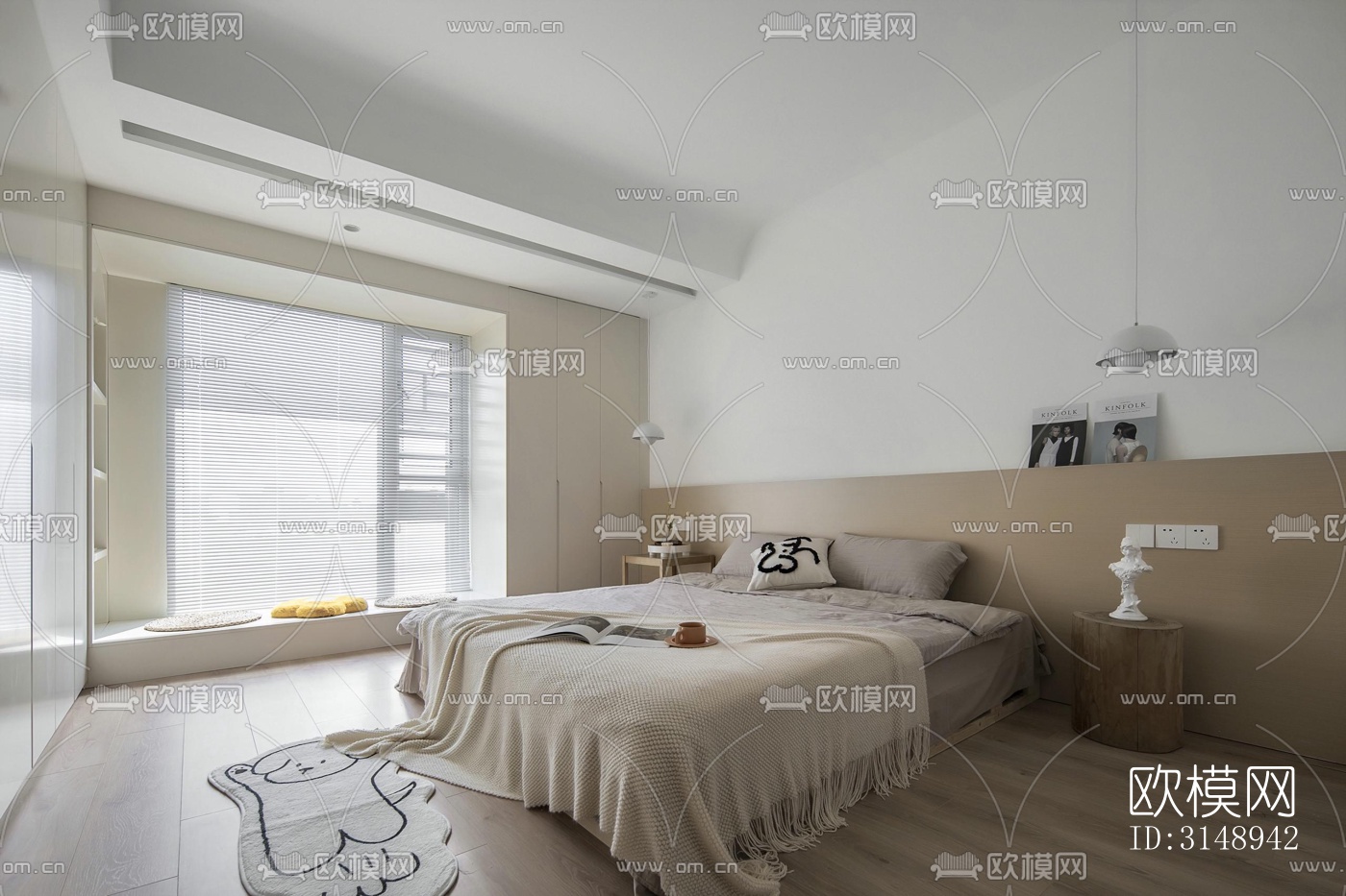 奶油风平层效果图下载（渲染图18）