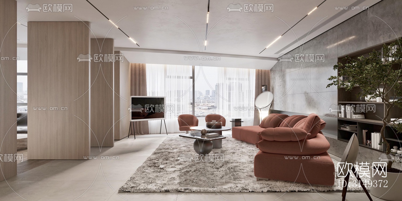 现代平层效果图下载（渲染图2）