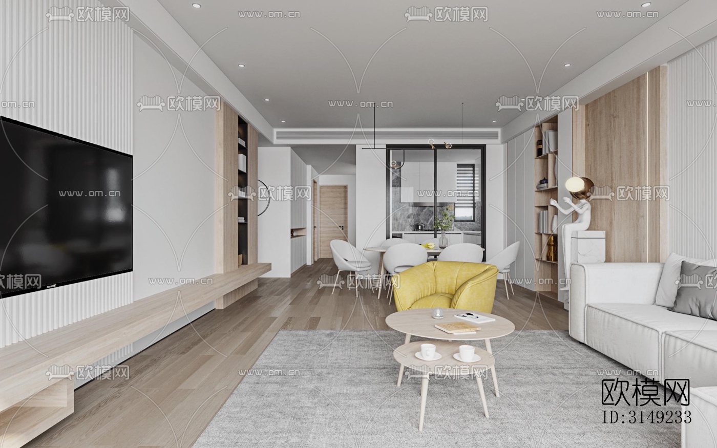 现代平层效果图下载（渲染图8）