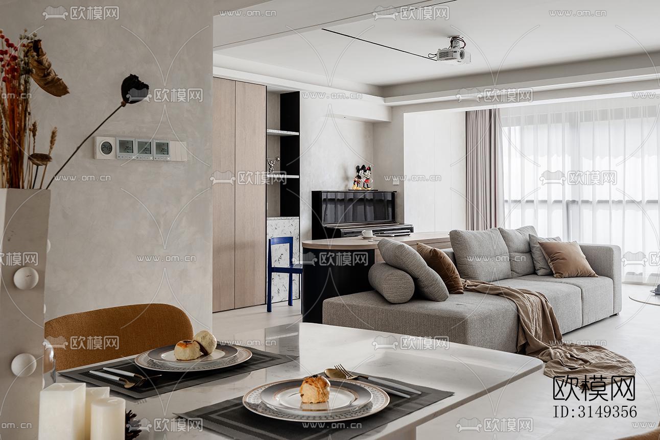 现代平层效果图下载（渲染图6）