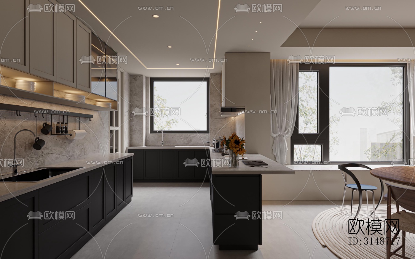 中古风平层效果图下载（渲染图5）