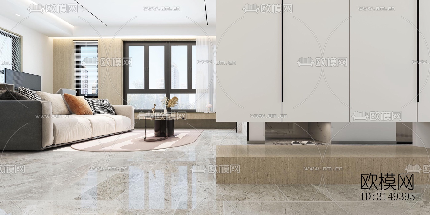 现代平层效果图下载（渲染图9）