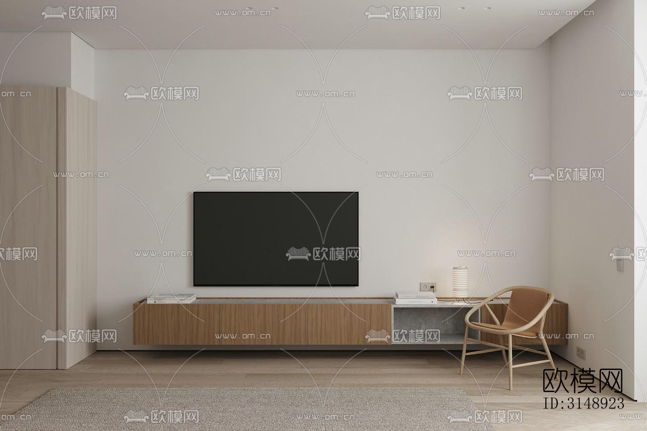 奶油风平层效果图下载（渲染图9）