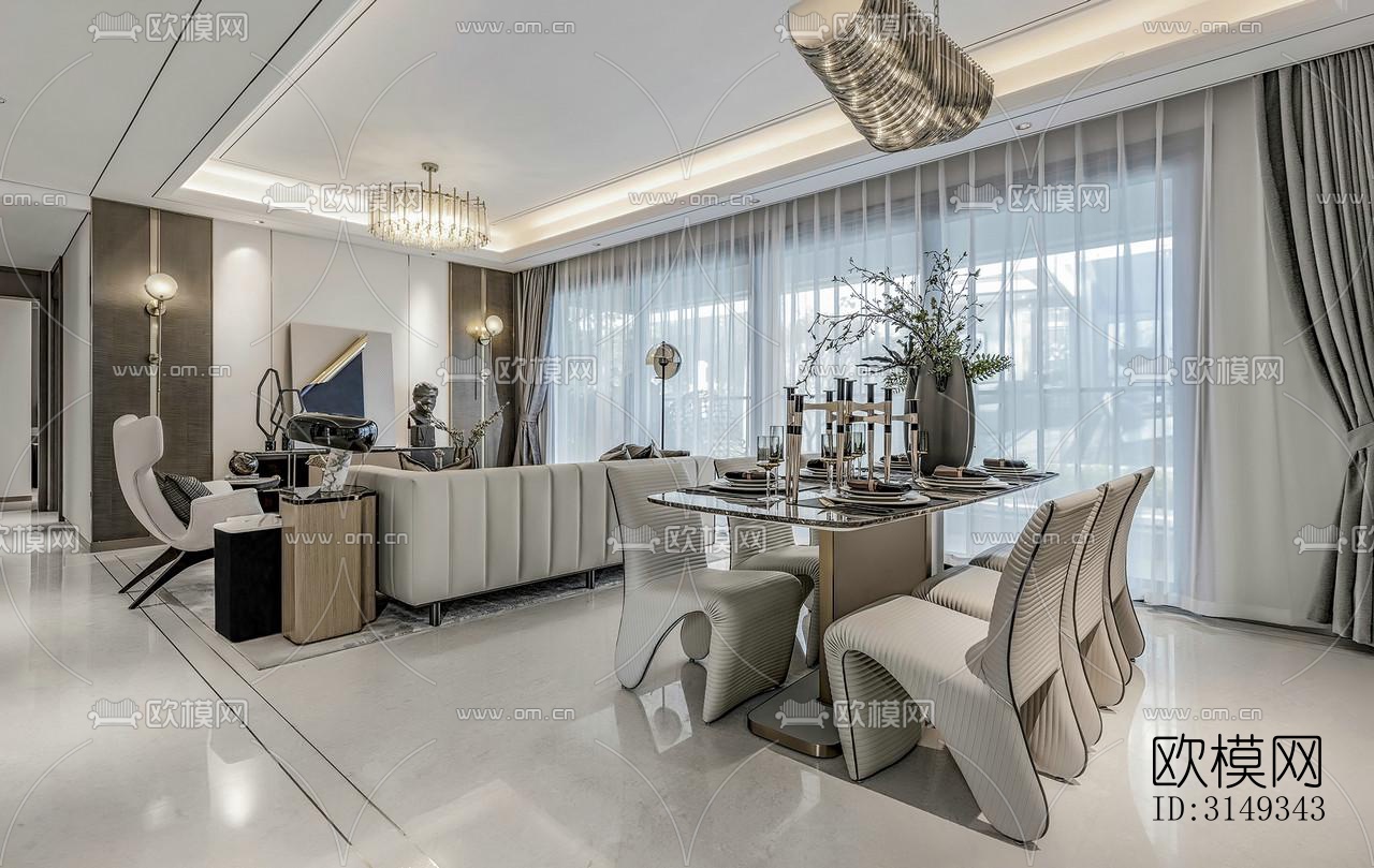 现代平层效果图下载（渲染图5）