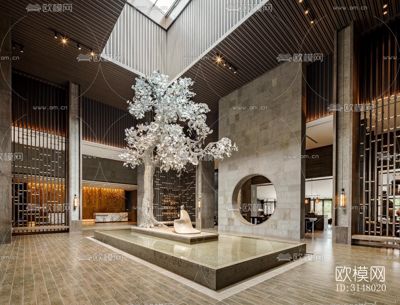 新中式酒店民宿效果图下载（渲染图12）