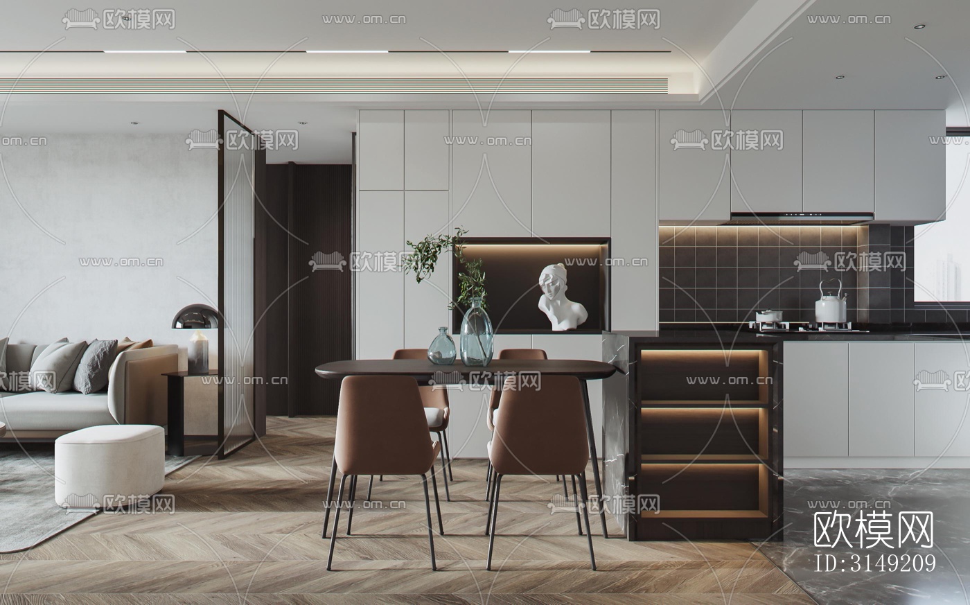 现代平层效果图下载（渲染图3）