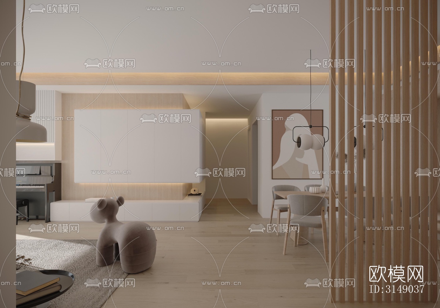 日式平层效果图下载（渲染图15）