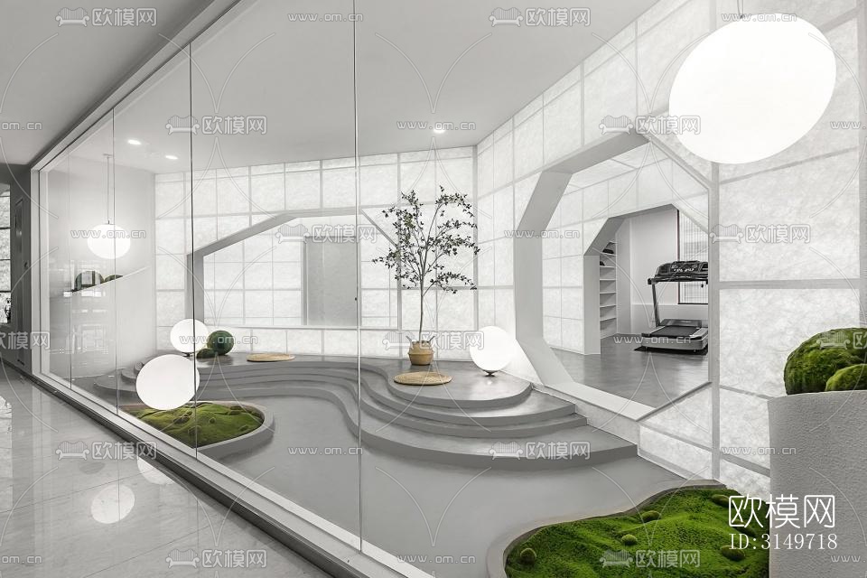 高级灰健身房效果图下载（渲染图15）