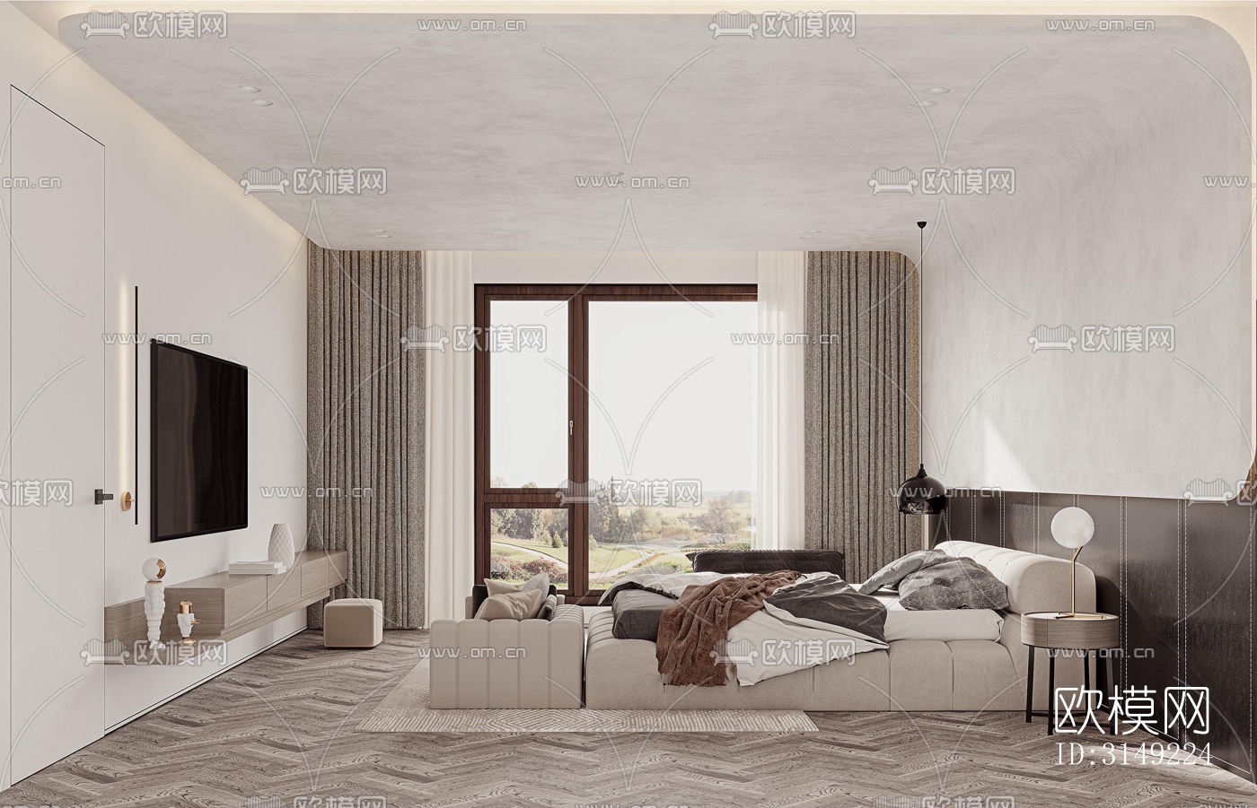 现代平层效果图下载（渲染图14）