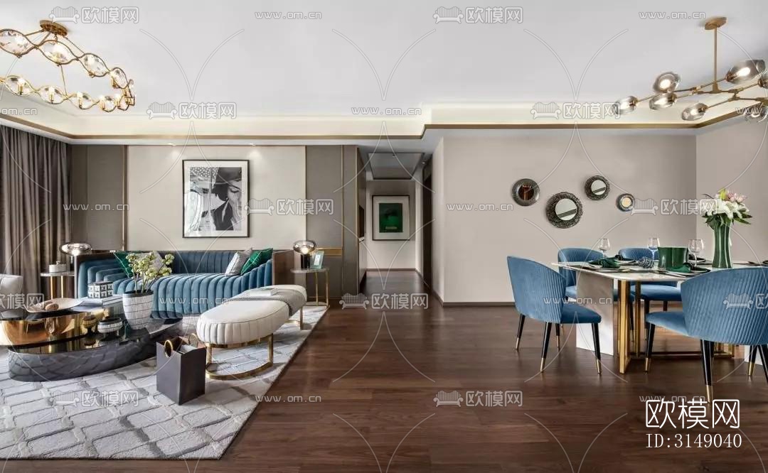 欧式平层效果图下载（渲染图2）