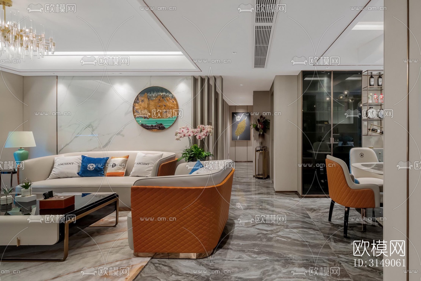 欧式平层效果图下载（渲染图1）