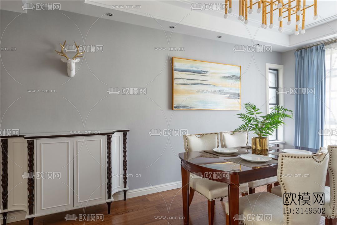 美式平层效果图下载（渲染图13）